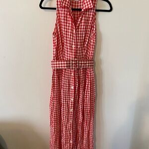 Vintage 90s Express Red Gingham Sleeveless Dress
